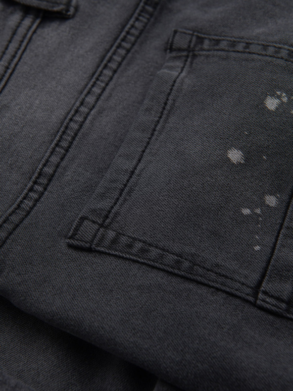 Ombre Clothing Muške kratke traper hlačice s poderinama i prošivenim rubom - sive