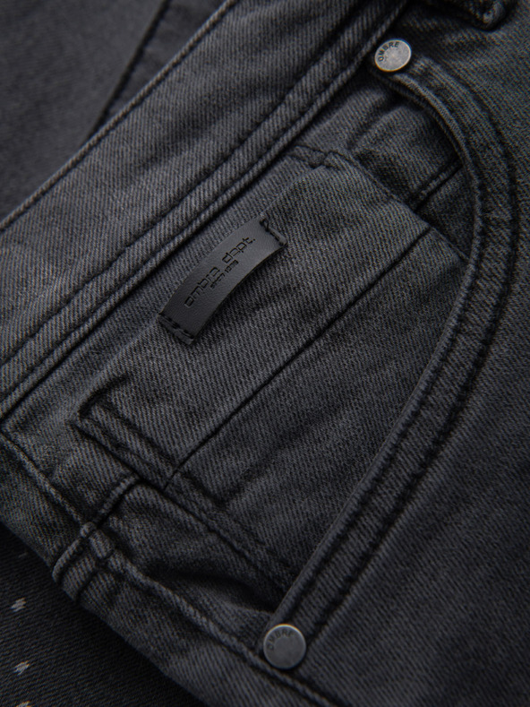 Ombre Clothing Muške kratke traper hlačice s poderinama i prošivenim rubom - sive