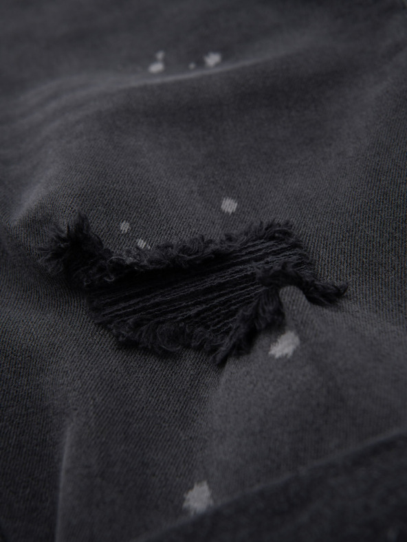 Ombre Clothing Muške kratke traper hlačice s poderinama i prošivenim rubom - sive