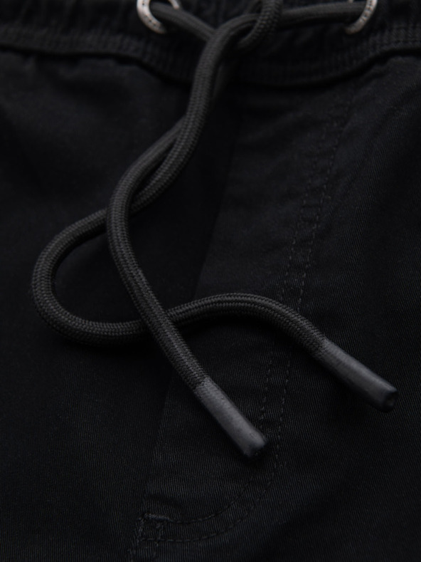 Ombre Clothing Muške pamučne kratke hlačice s elastičnim pojasom - crne