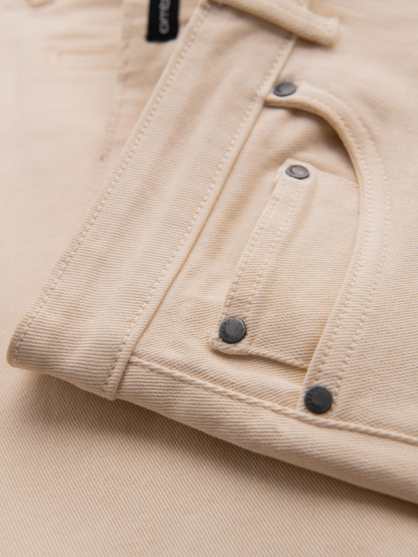 Ombre Clothing Muške traper kratke hlačice sa prošivenim rubom - krem