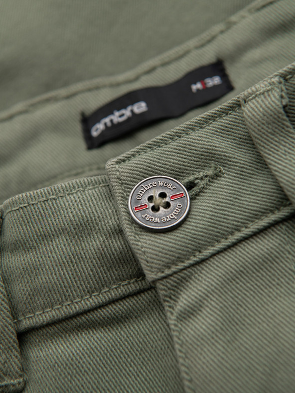 Ombre Clothing Muške klasične traper kratke hlačice sa prošivenim rubom - svijetlo maslinaste