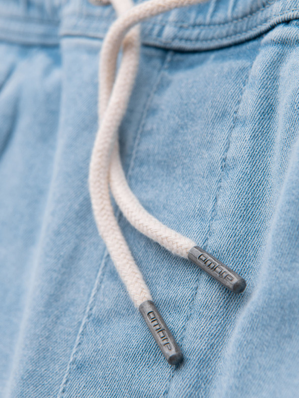 Ombre Clothing Muške kratke hlače s elastičnim pojasom i efektom pranja - svijetlo plave