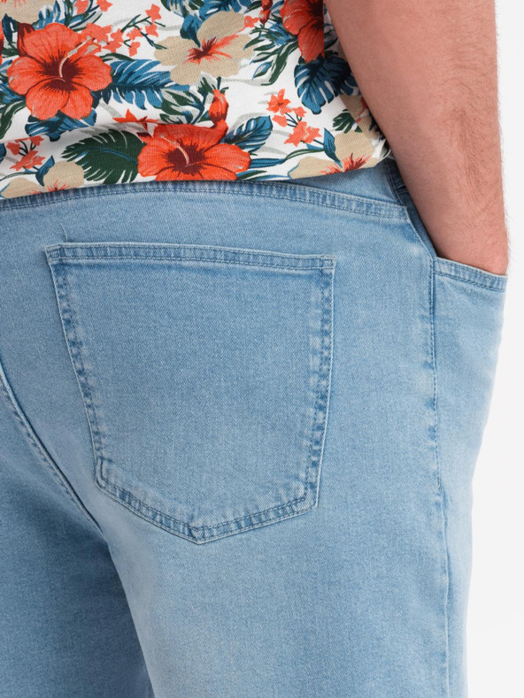 Ombre Clothing Muške kratke hlače s elastičnim pojasom i efektom pranja - svijetlo plave