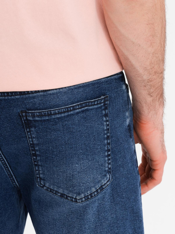 Ombre Clothing Muške kratke hlače s elastičnim pojasom i efektom pranja - plave