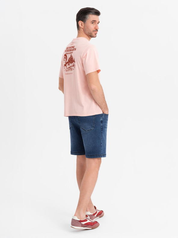 Ombre Clothing Muške kratke hlače s elastičnim pojasom i efektom pranja - plave