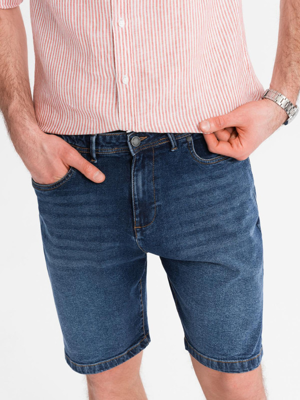 Ombre Clothing Muške traper kratke hlače klasičnog kroja - tamno plave