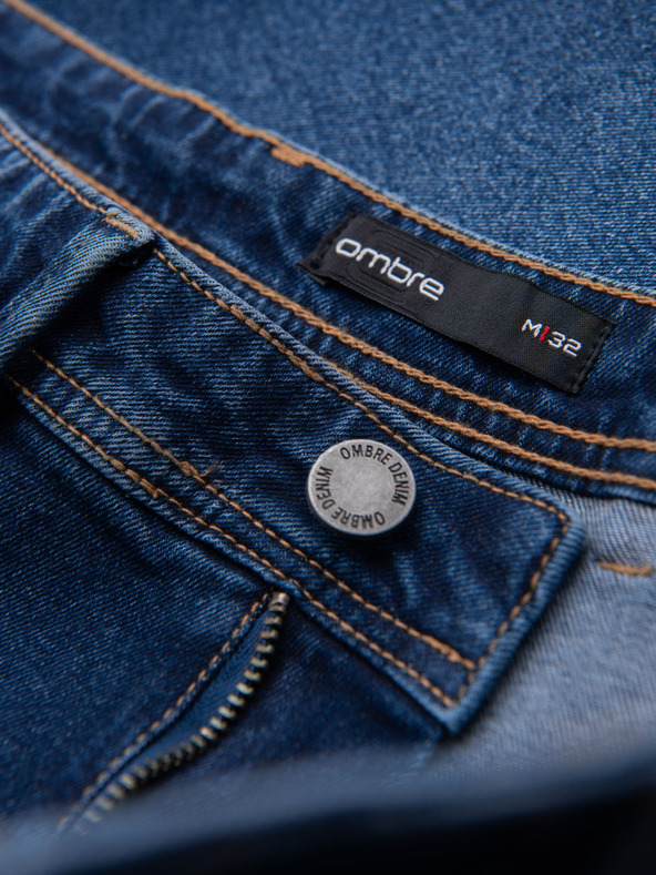 Ombre Clothing Muške traper kratke hlače klasičnog kroja - tamno plave