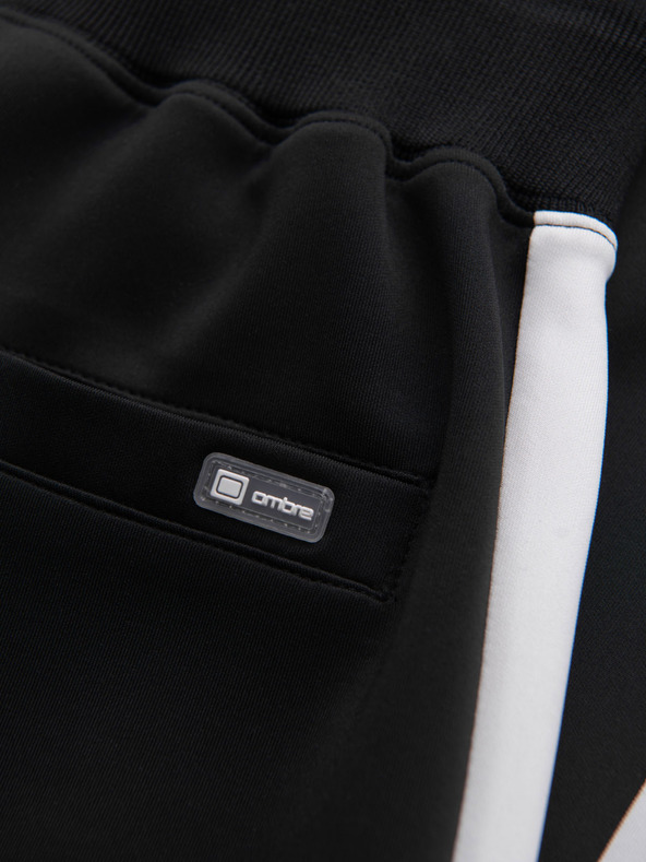 Ombre Clothing Muške trenirke s kontrastnim rubom - crne