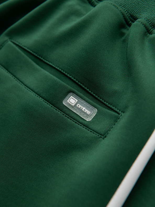 Ombre Clothing Muške trenirke s kontrastnim rubom - tamnozelene