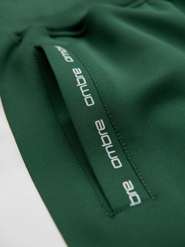 Ombre Clothing Muške trenirke s kontrastnim rubom - tamnozelene