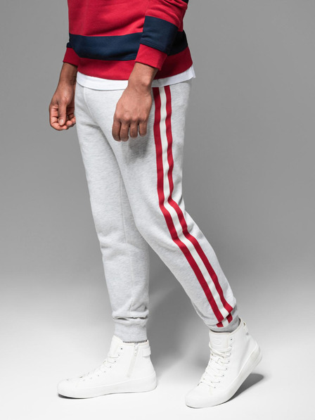 Ombre Clothing Muške trenirke s rubom i žičanim nogavicama - sivi melange