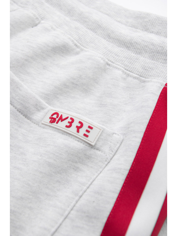 Ombre Clothing Muške trenirke s rubom i žičanim nogavicama - sivi melange