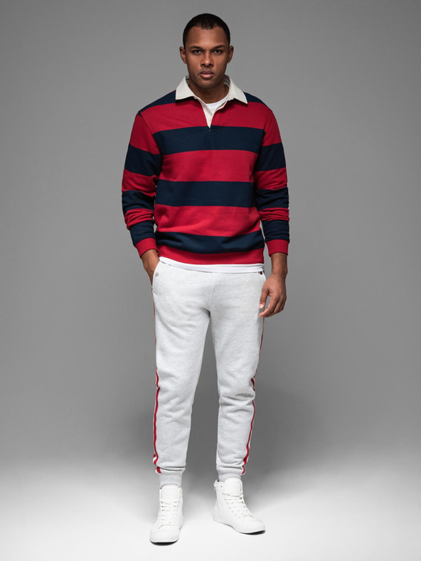 Ombre Clothing Muške trenirke s rubom i žičanim nogavicama - sivi melange