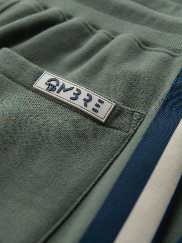 Ombre Clothing Muške trenirke s rubom i žičanim nogavicama - maslinaste