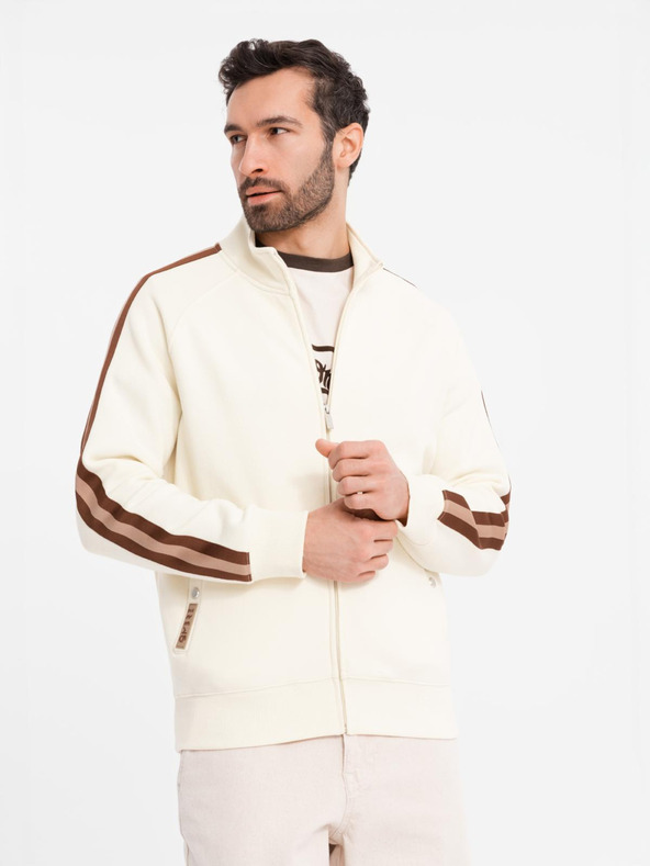 Ombre Clothing Muška dukserica s visokim ovratnikom i rubom - krem