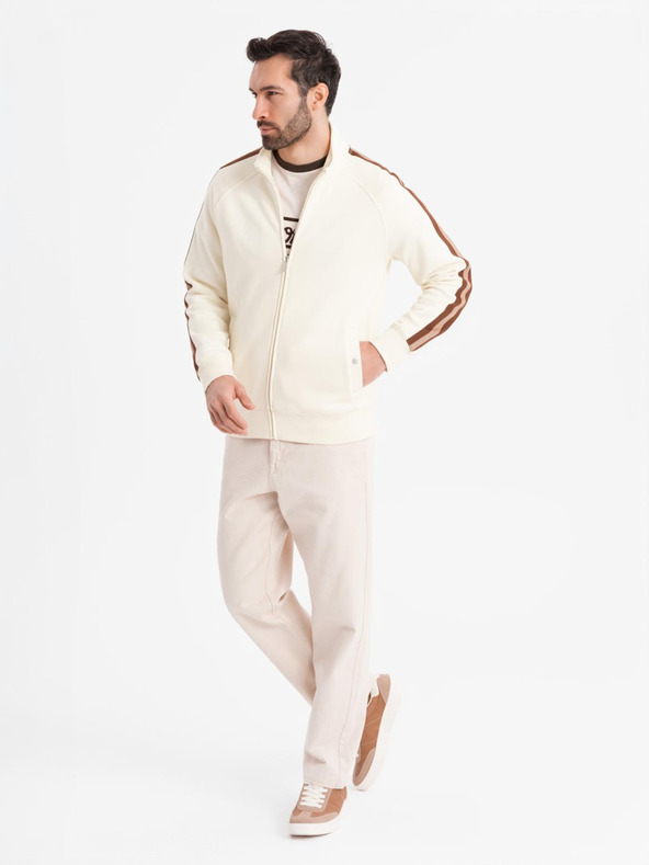 Ombre Clothing Muška dukserica s visokim ovratnikom i rubom - krem