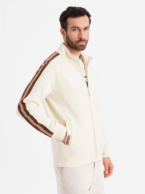 Ombre Clothing Muška dukserica s visokim ovratnikom i rubom - krem