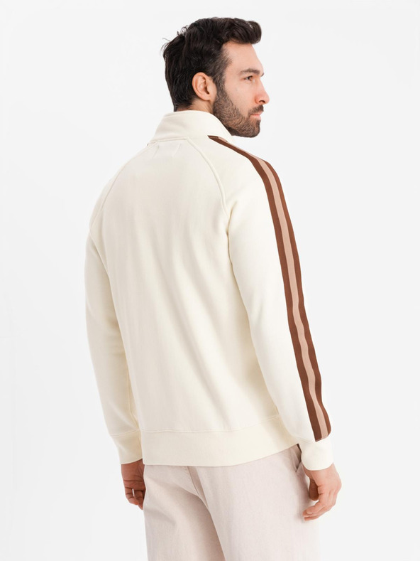 Ombre Clothing Muška dukserica s visokim ovratnikom i rubom - krem