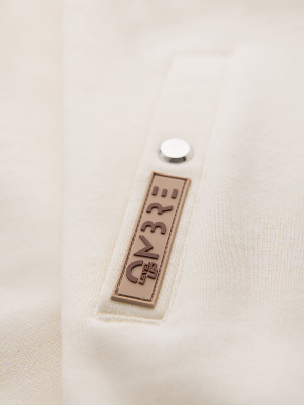 Ombre Clothing Muška dukserica s visokim ovratnikom i rubom - krem