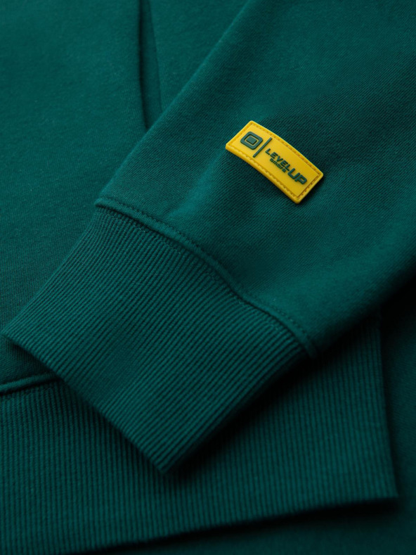 Ombre Clothing Uniseks dukserica s džepovima i kapuljačom - tamnozelena