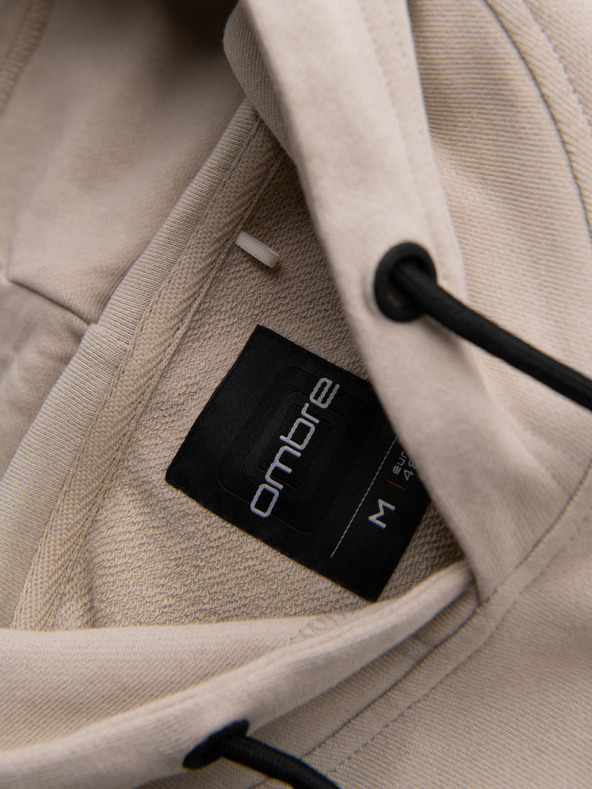 Ombre Clothing Muška pamučna dukserica s kapuljačom i kontrastnim elementima - bež