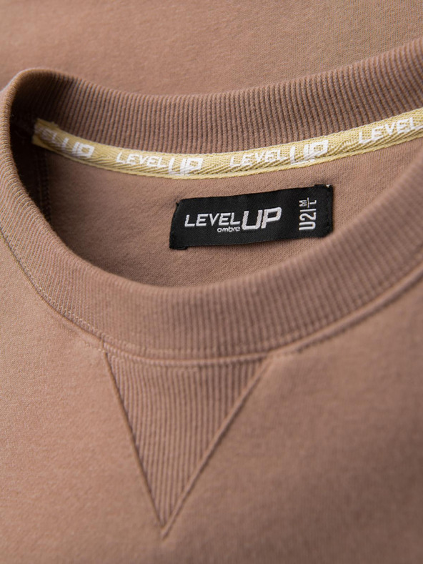 Ombre Clothing Klasična uniseks dukserica s okruglim izrezom - smeđa