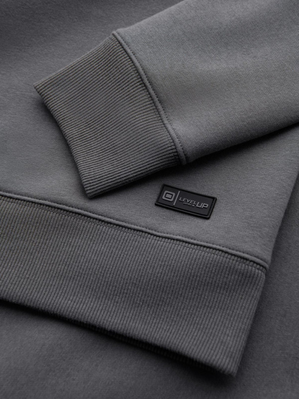 Ombre Clothing Uniseks klasična dukserica s okruglim izrezom - siva