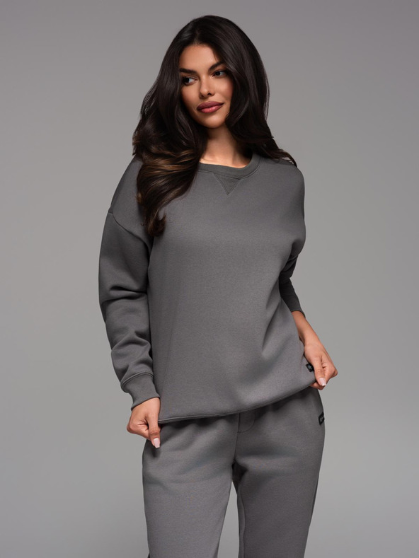 Ombre Clothing Uniseks klasična dukserica s okruglim izrezom - siva