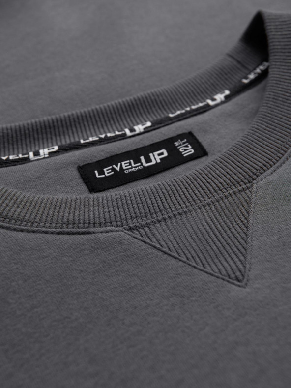 Ombre Clothing Uniseks klasična dukserica s okruglim izrezom - siva