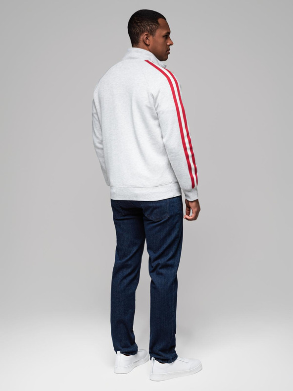 Ombre Clothing Muška dukserica s visokim ovratnikom i prugama - siva melange