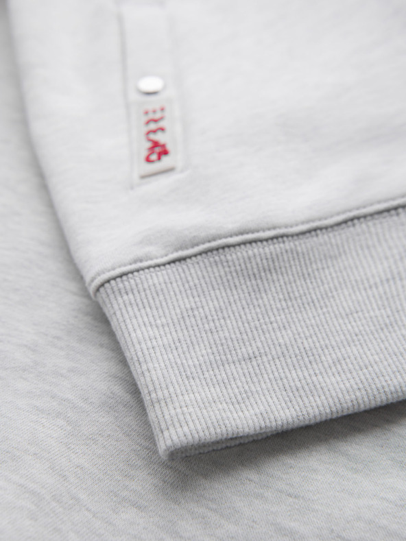 Ombre Clothing Muška dukserica s visokim ovratnikom i prugama - siva melange