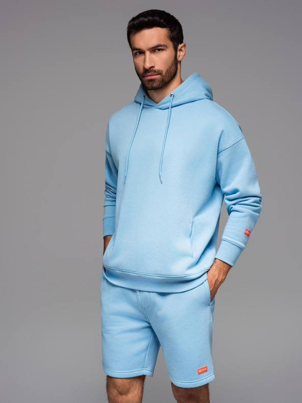 Ombre Clothing Uniseks dukserica s kapuljačom i džepovima - plava