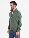 Ombre Clothing Muška dukserica s visokim ovratnikom i prugama - maslinasta