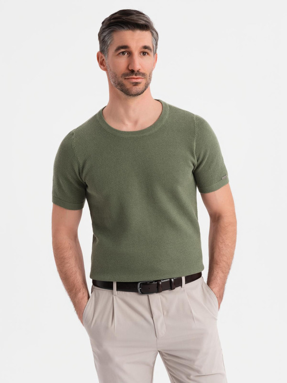 Ombre Clothing Khaki pamučna majica s finim teksturom