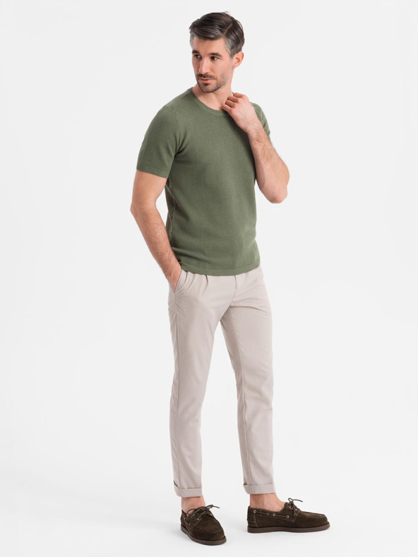 Ombre Clothing Khaki pamučna majica s finim teksturom