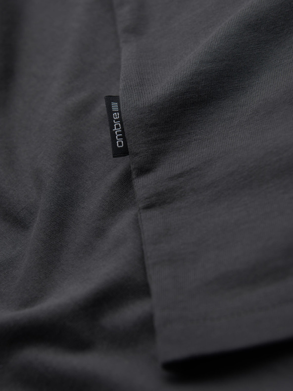Ombre Clothing Muška klasična pamučna majica BASIC s V-izrezom - grafitna