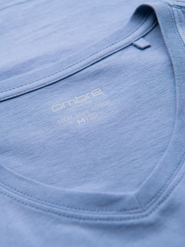 Ombre Clothing Muška klasična pamučna majica BASIC s V-izrezom - plava