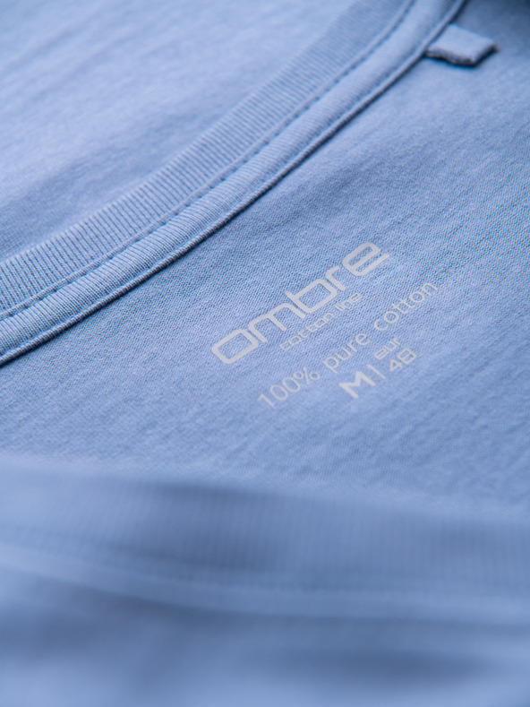Ombre Clothing Muška klasična pamučna majica BASIC s V-izrezom - plava