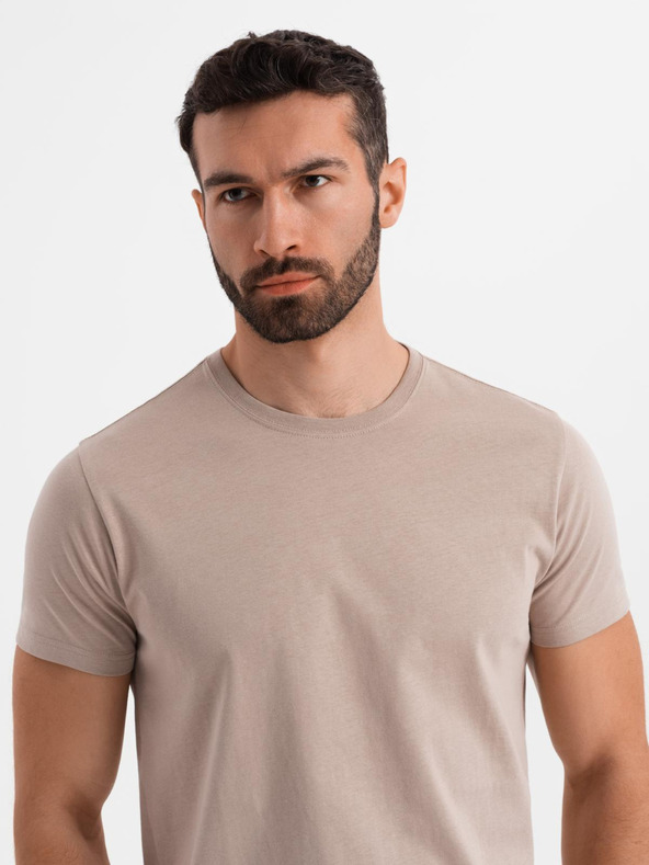 Ombre Clothing Muška klasična pamučna majica BASIC - pijesak