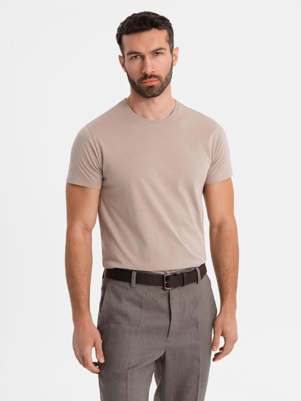 Ombre Clothing Muška klasična pamučna majica BASIC - pijesak