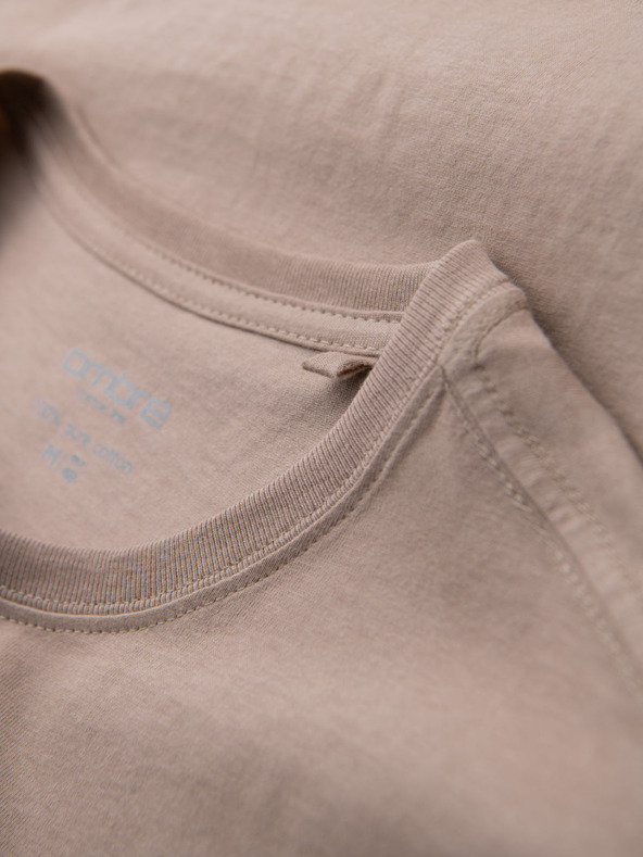 Ombre Clothing Muška klasična pamučna majica BASIC - pijesak