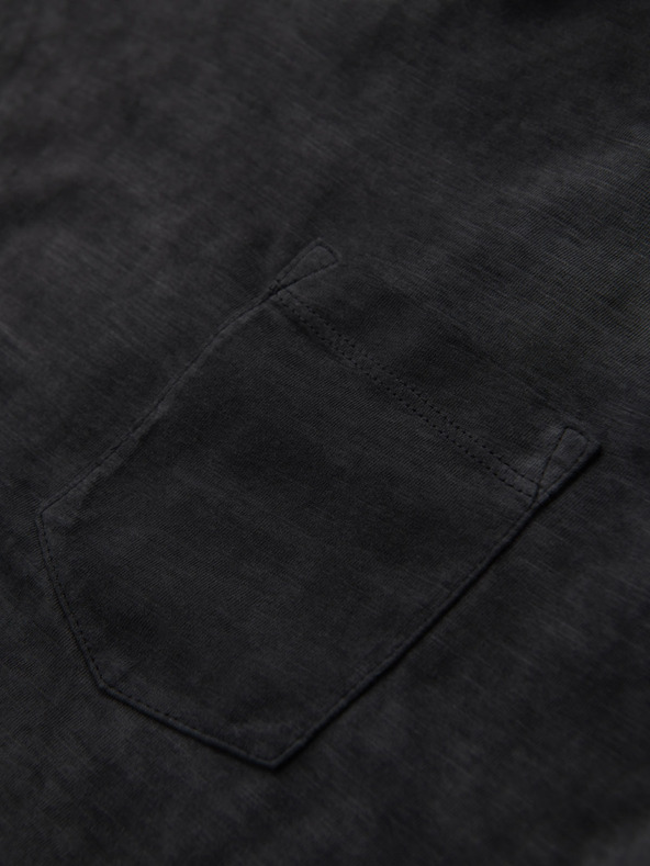 Ombre Clothing Muška pamučna V-izrez majica s efektom opranih rubova - crna