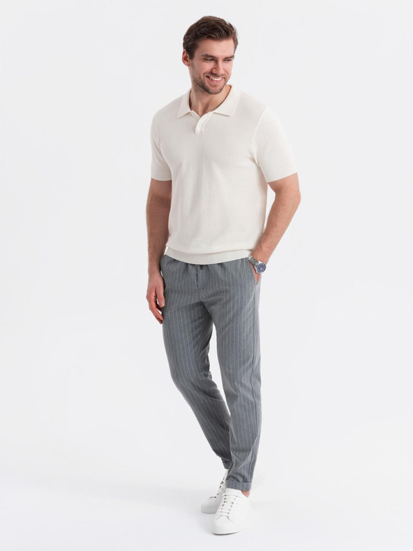 Ombre Clothing Muška pamučna polo majica od strukturirane pletenine - bijela