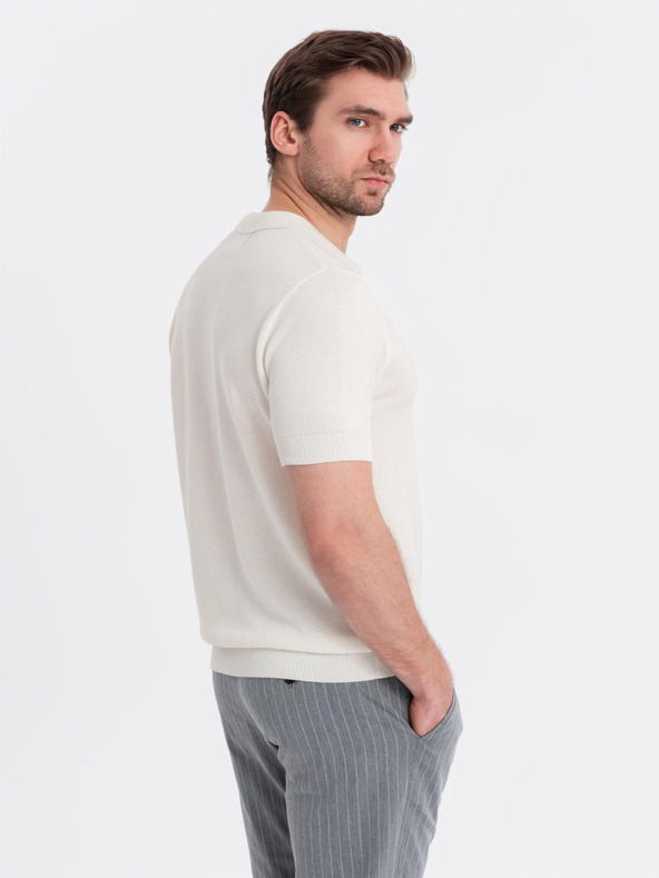 Ombre Clothing Muška pamučna polo majica od strukturirane pletenine - bijela