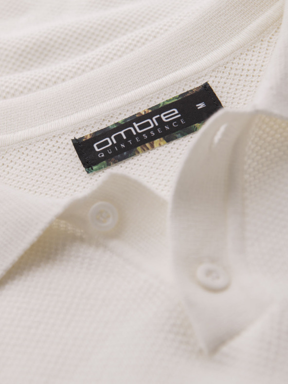 Ombre Clothing Muška pamučna polo majica od strukturirane pletenine - bijela