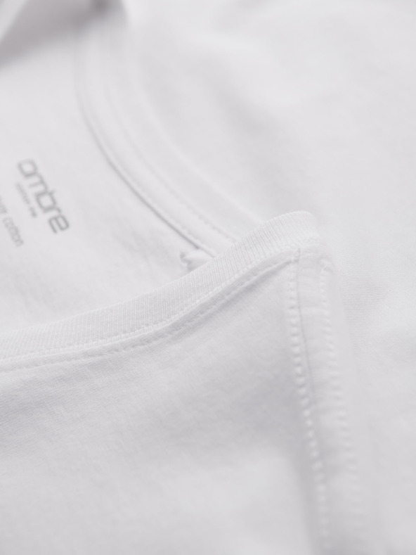 Ombre Clothing Muška klasična pamučna majica BASIC s izrezom - bijela