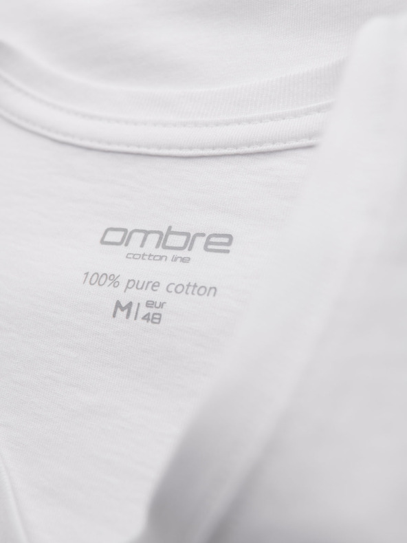 Ombre Clothing Muška klasična pamučna majica BASIC s izrezom - bijela