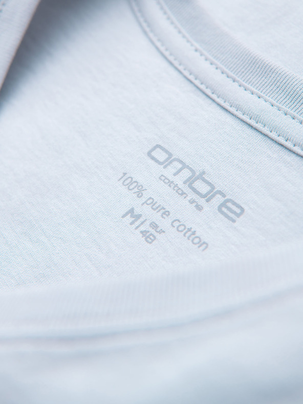 Ombre Clothing Muška klasična pamučna majica BASIC s izrezom - svjetlo siva