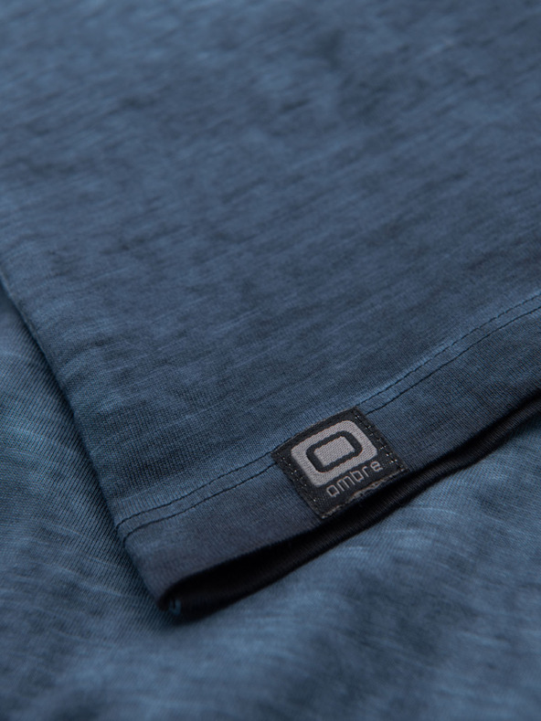 Ombre Clothing Muška pamučna majica s V-izrezom i opranim efektom - tamno plava
